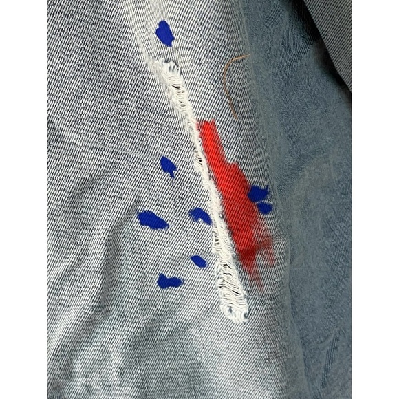 EASEL distressed paint splatter denim top size S, L - Picture 3 of 8